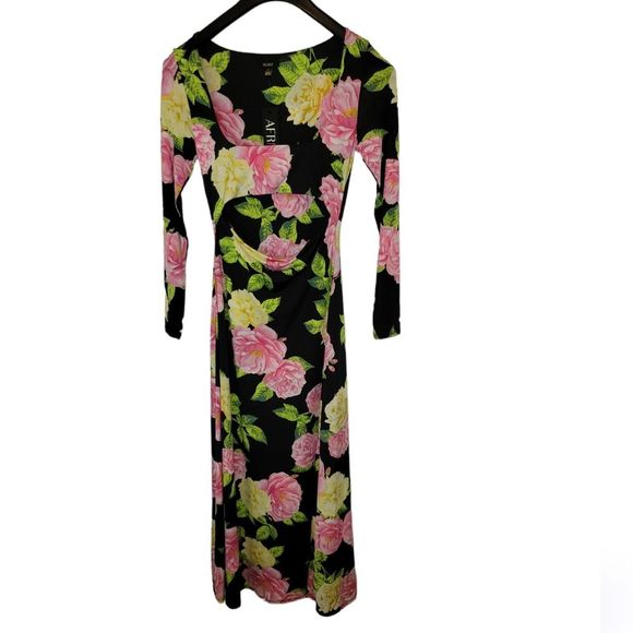 AFRM Gigi Floral Cutout Midi Dress Black & Pink Size Small - Picture 4 of 8